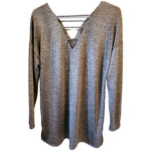 Tribal Metalliac Silver Gray Top Size Medium